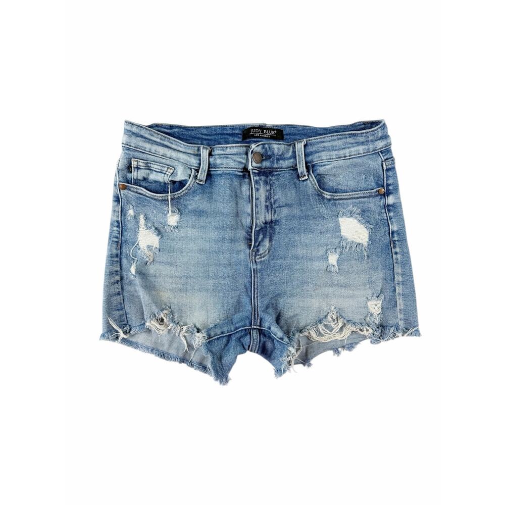 Judy Blue Women’s XL Distressed Denim Cutoff Shorts Raw Hem Stretch
